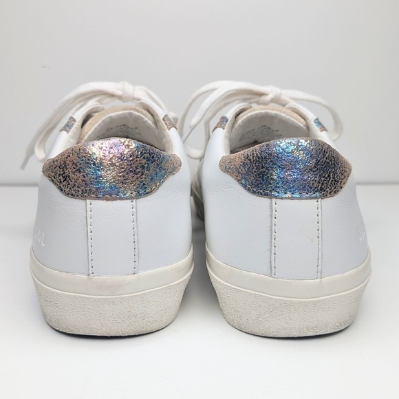 Madewell Sidewalk low top sneakers white leather iridescent stripe size 8.5 - Picture 6 of 9